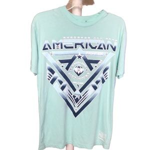 American fighter blue Graphic T-shirt super soft SZ M bloke core
